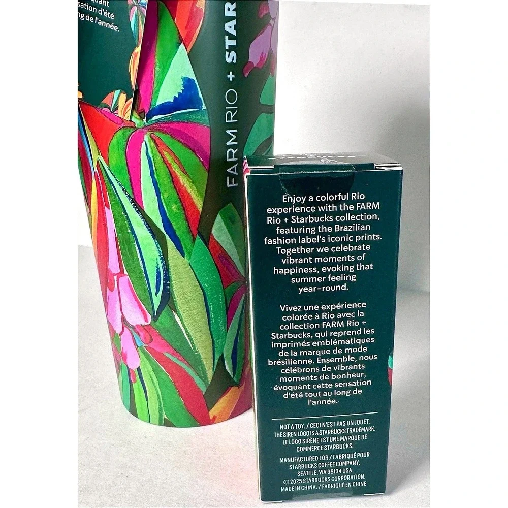 Starbucks x FARM Rio Banana Leaves 16oz Stainless Tumbler Keychain Set NWT Gift